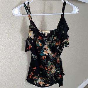 Black floral blouse